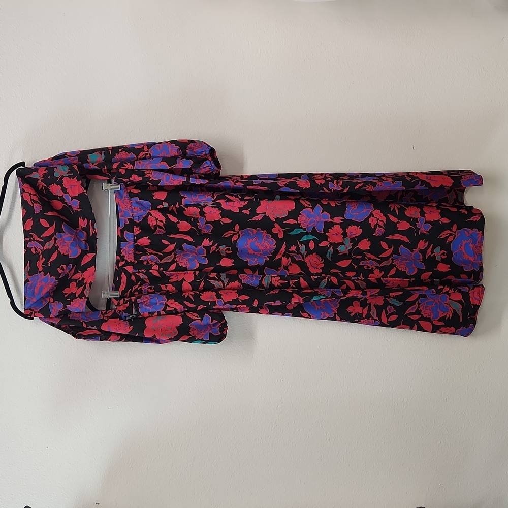 SHEIN SXY Plus Floral Off The Shoulder Top & Split Thigh Skirt Set 1X